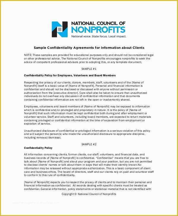 Confidentiality Template Free Of 11 Generic Confidentiality Agreement Templates – Free