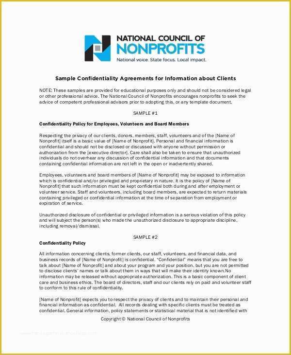 Confidentiality Template Free Of 11 Generic Confidentiality Agreement Templates – Free