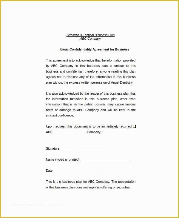 Confidentiality Template Free Of 15 Basic Confidentiality Agreement Templates Free