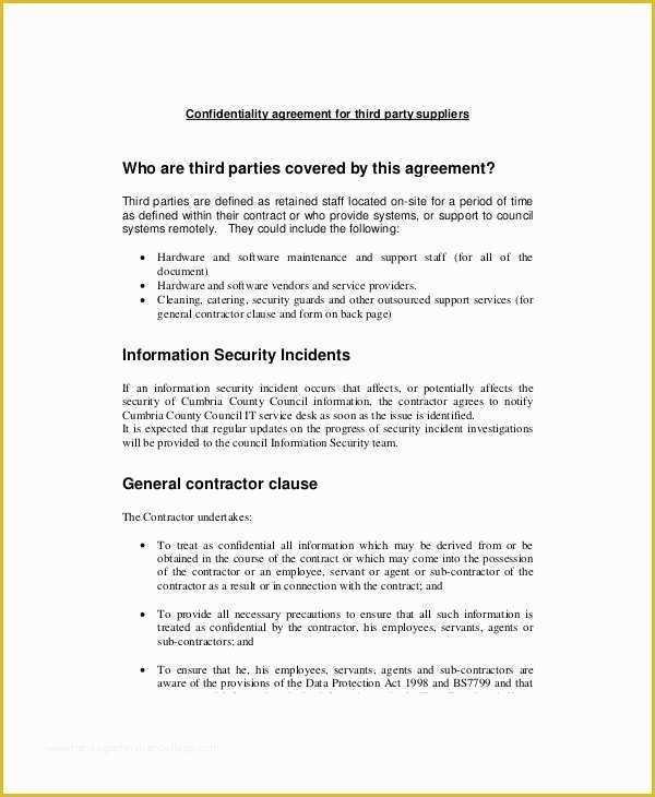 Confidentiality Template Free Of 15 Basic Confidentiality Agreement Templates Free