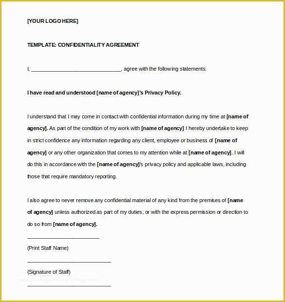 Confidentiality Template Free Of 25 Confidentiality Agreement Templates Doc Pdf