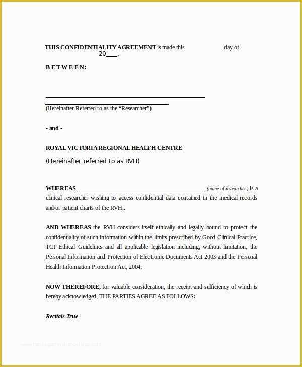 Confidentiality Template Free Of 33 Confidentiality Agreement Templates Free Word Pdf