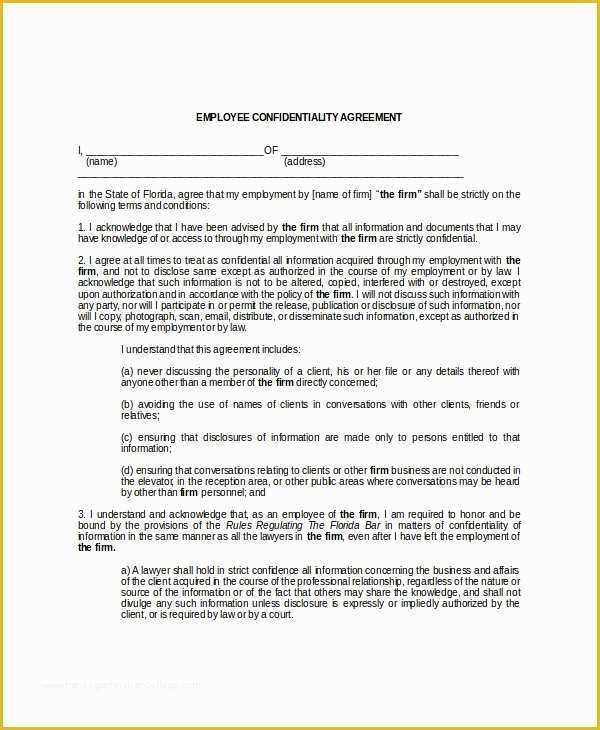 Confidentiality Template Free Of 9 Employee Confidentiality Agreement Templates – Free