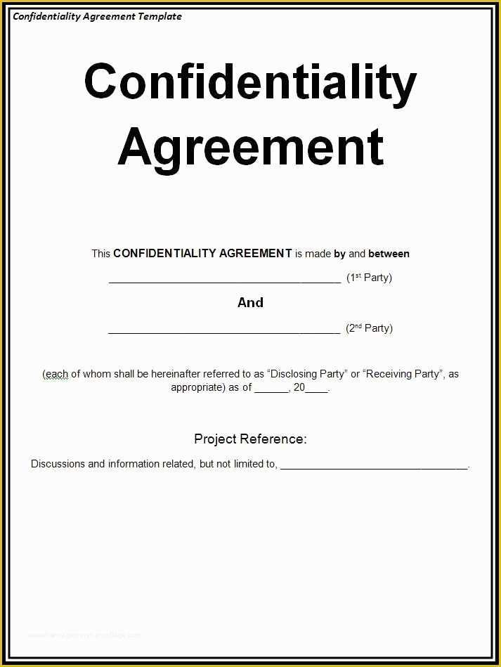 Confidentiality Template Free Of Confidentiality Agreement Confidentiality Agreement Sample