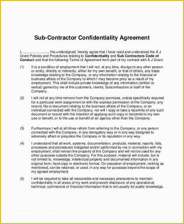 Confidentiality Template Free Of Contractor Confidentiality Agreement – 10 Free Word Pdf