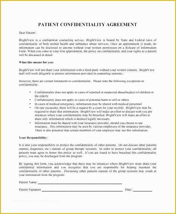 Confidentiality Template Free Of Non Disclosure Agreement Template