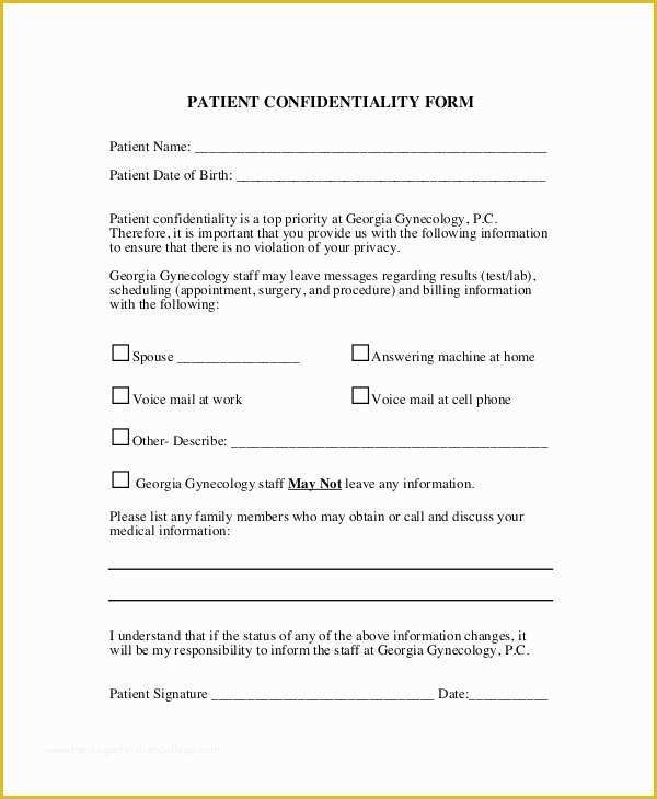 Confidentiality Template Free Of Patient Confidentiality Agreement – 10 Free Word Pdf