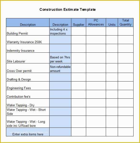 Construction Bid Template Free Excel Of 5 Construction Estimate Templates Pdf Doc Excel