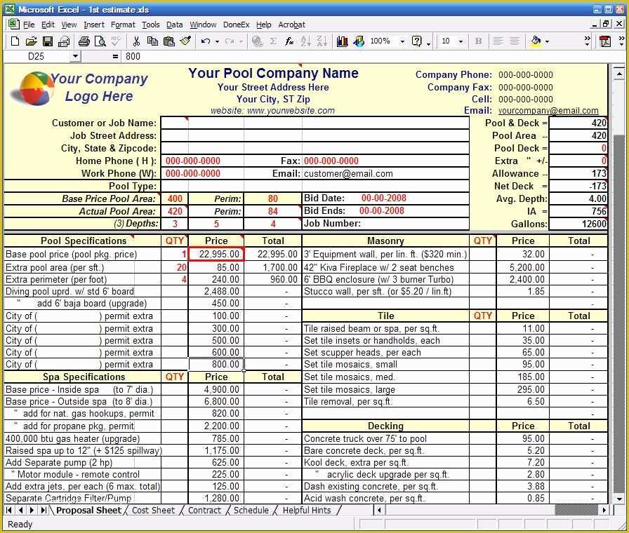 55 Construction Bid Template Free Excel