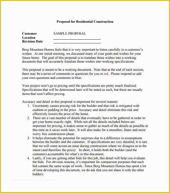 Construction Bid Template Free Excel Of Construction Proposal Template