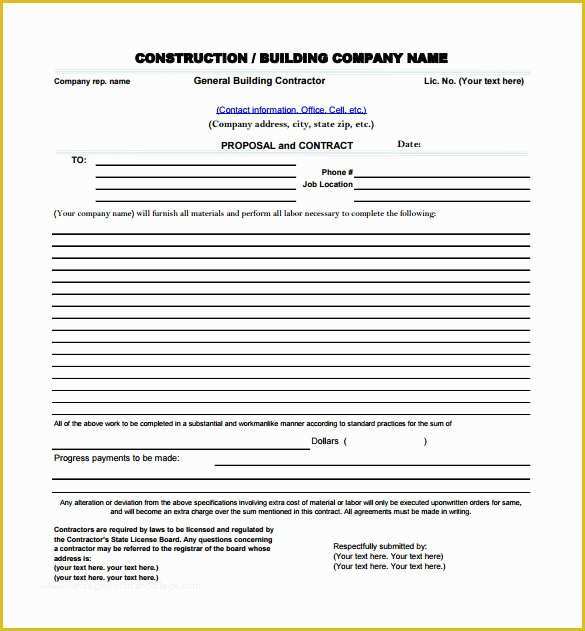 Construction Bid Template Free Excel Of Construction Proposal Templates 19 Free Word Excel