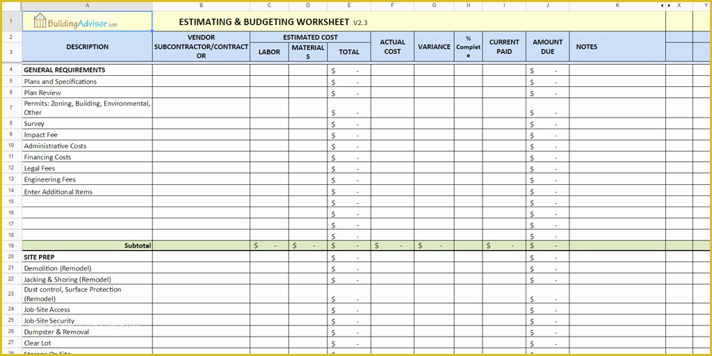 Construction Bid Template Free Excel Of Every Free Estimate Template You Need the 14 Best