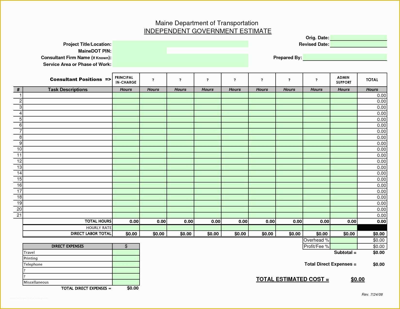 Construction Bid Template Free Excel Of Free Templates Building Construction Estimate Spreadsheet