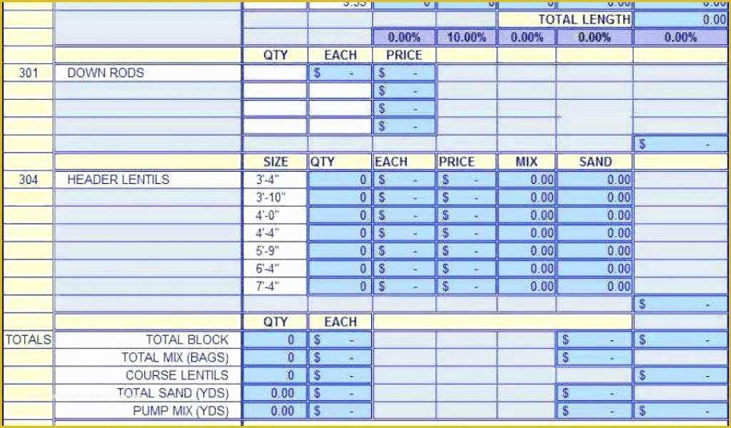 Construction Bid Template Free Excel Of General Contractor Bid Sheet Sample Construction forms 8