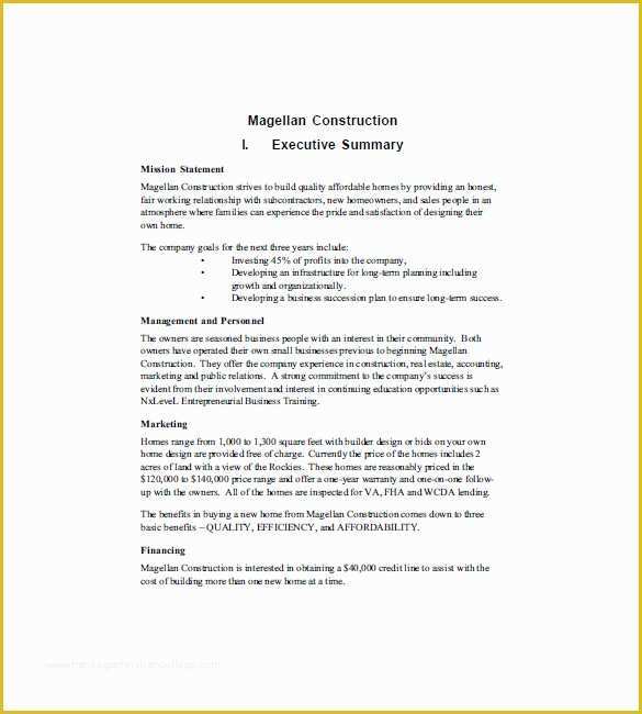 Construction Company Template Free Of Construction Business Plan Template 12 Free Word Excel