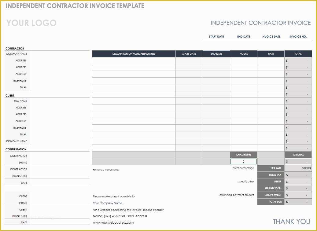 Construction Invoice Template Excel Free Of 55 Free Invoice Templates ...
