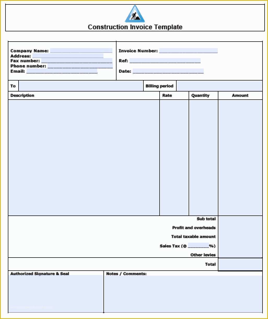 Construction Invoice Template Excel Free Of Free Construction Invoice Template Excel Pdf