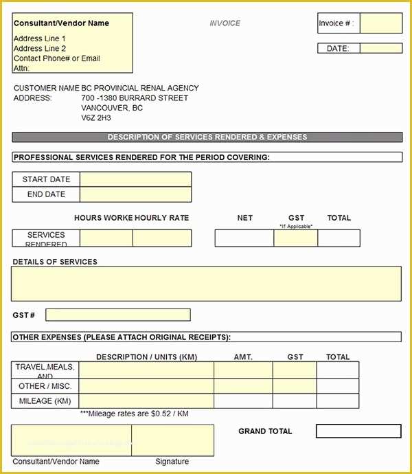 Construction Invoice Template Excel Free Of Sample Contractor Invoice Templates 14 Free Documents