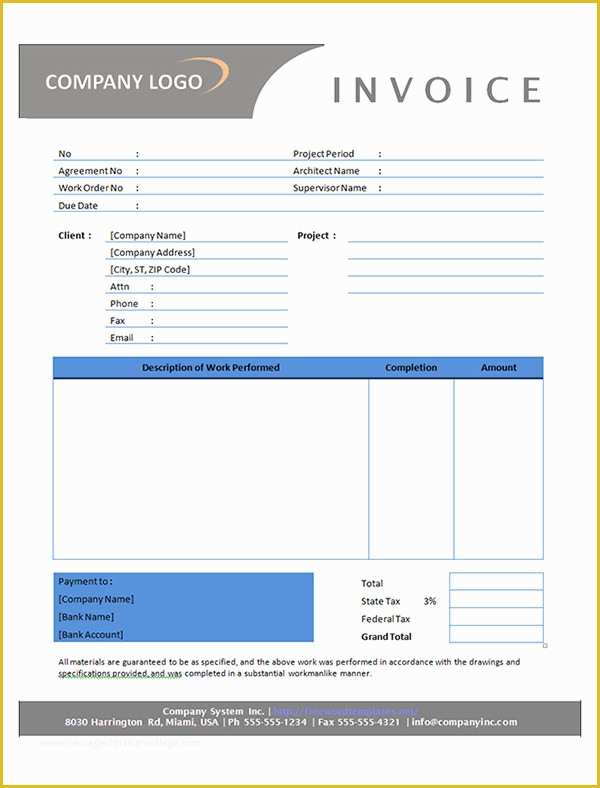 Construction Invoice Template Excel Free Of Sample Contractor Invoice Templates 14 Free Documents