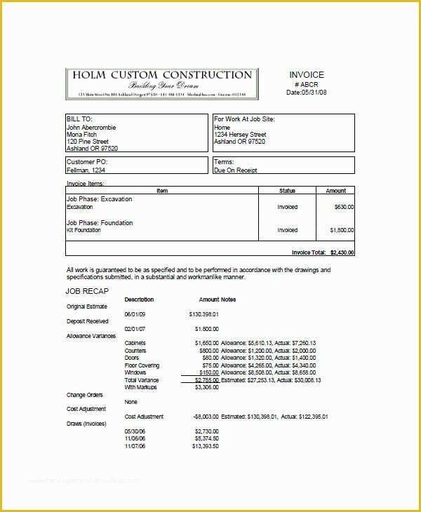 Construction Invoice Templates Free Download Of 11 Construction Invoice Examples & Samples Word Pdf