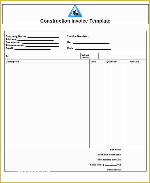 Construction Invoice Templates Free Download Of 8 Construction Invoice Templates – Free Sample Example