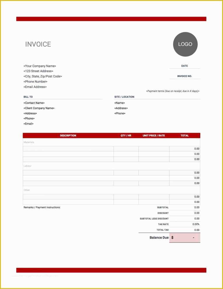 Construction Invoice Templates Free Download Of Bill Material Template Excel