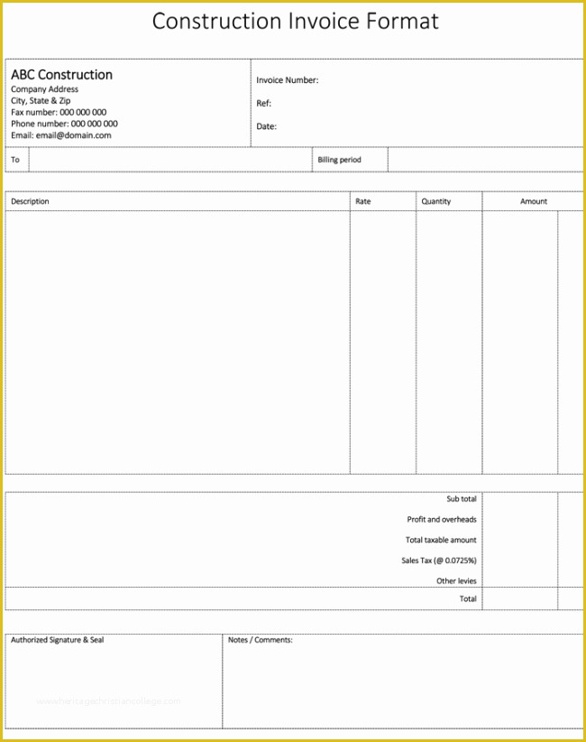 Construction Invoice Templates Free Download Of Construction Invoice Template 5 Contractor Invoices