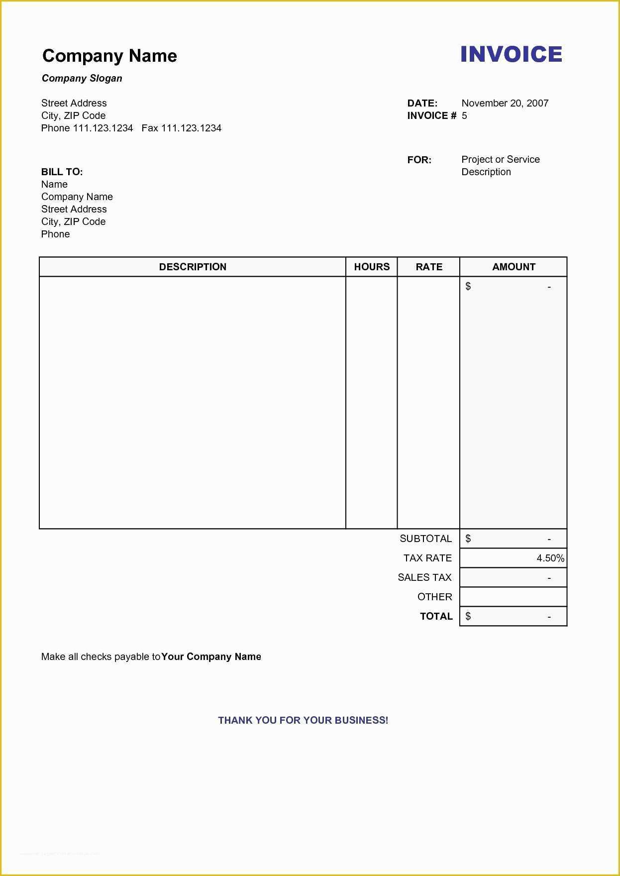 Construction Invoice Templates Free Download Of Construction Invoice