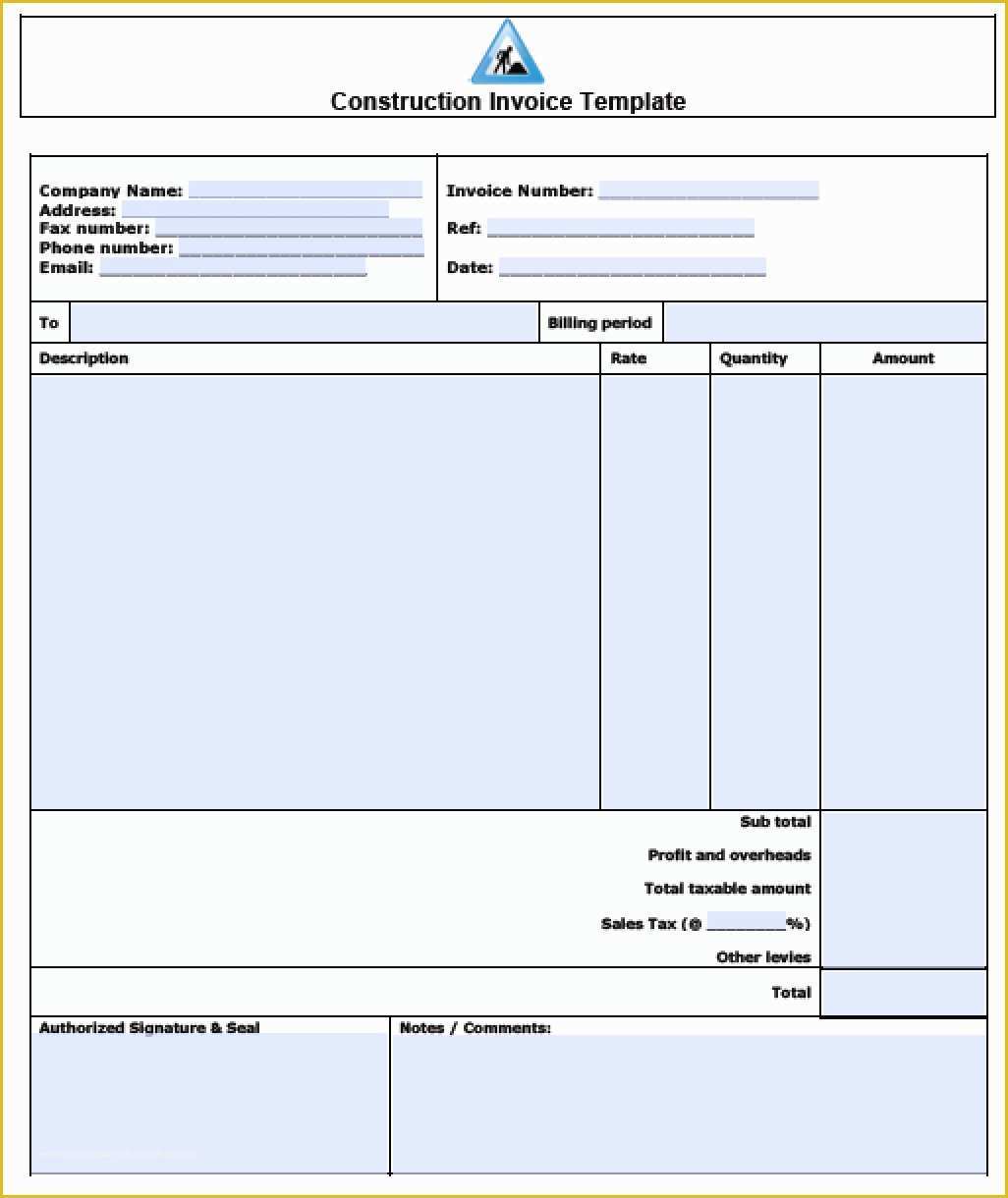 Construction Invoice Templates Free Download Of Free Construction Invoice Template Excel Pdf