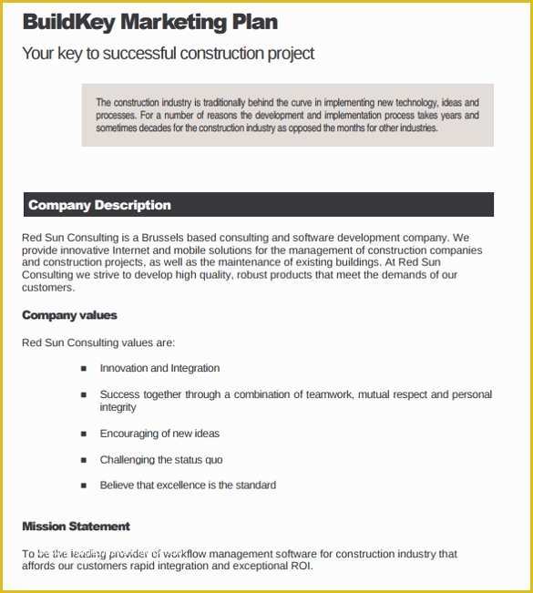 Construction Plan Templates Free Of 11 Sample Construction Business Plan Templates to