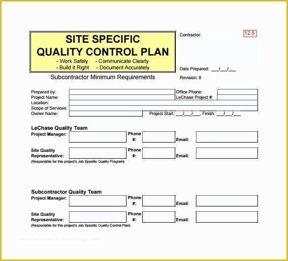Construction Plan Templates Free Of 7 Quality Control Plan Template Word Pdf