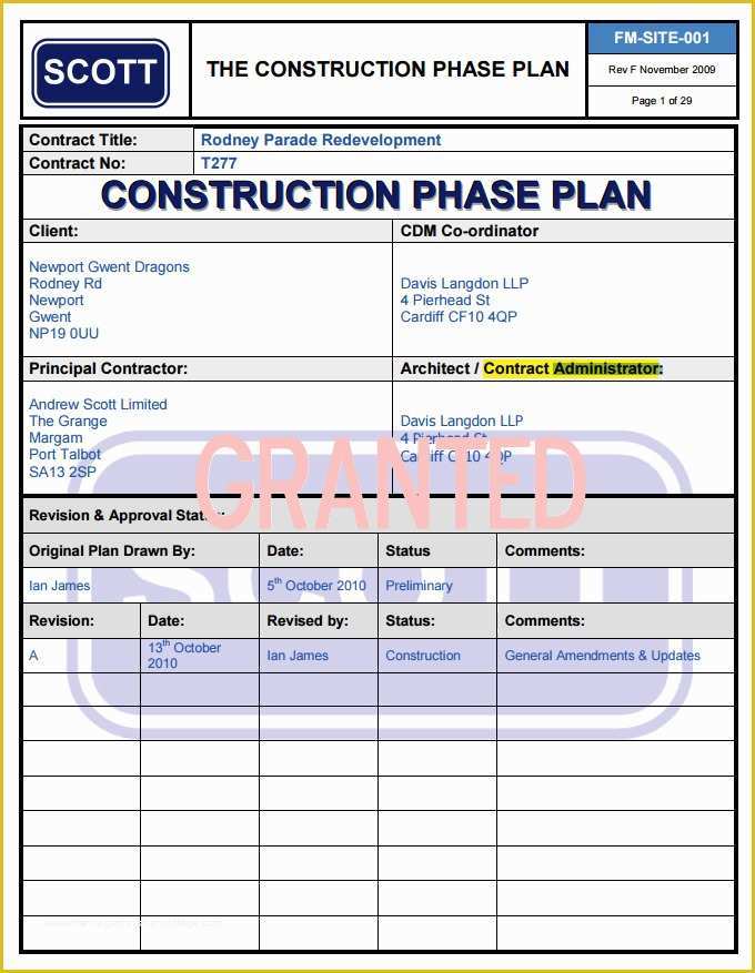 Construction Plan Templates Free Of 8 Construction Phase Plan Template Doc Pdf