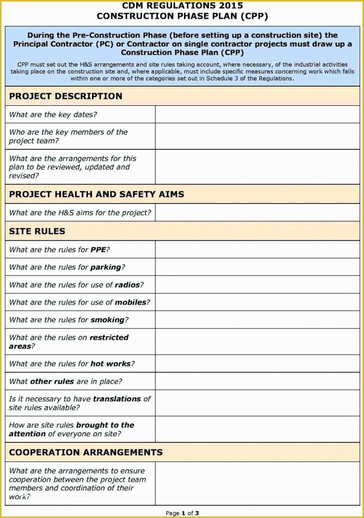 Construction Plan Templates Free Of assessment Construction Risk assessment Template