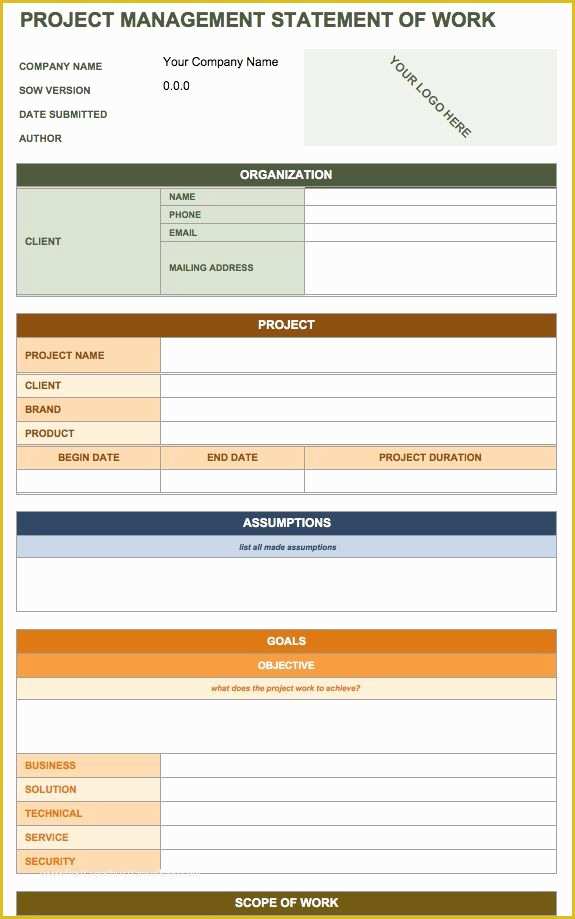 Construction Plan Templates Free Of Download Construction Statement Work Template – Free