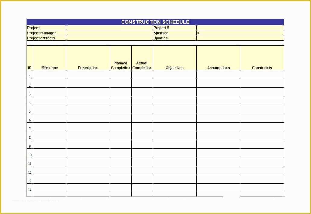 Construction Project Template Free Of 21 Construction Schedule Templates In Word &amp; Excel