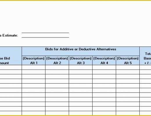 Construction Project Template Free Of Construction Bid Template