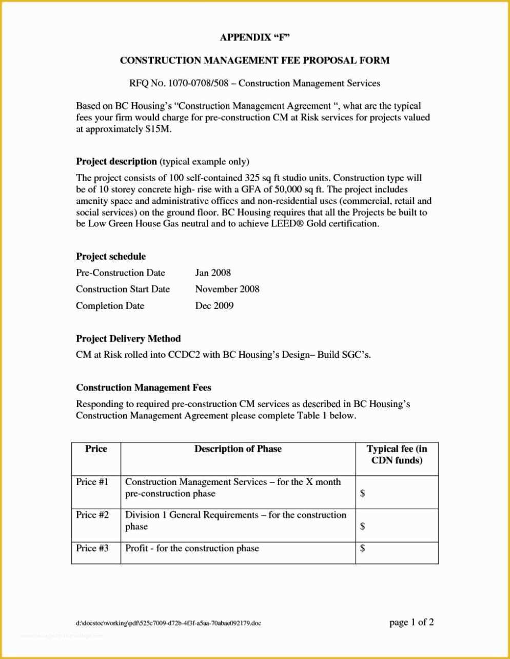 Construction Project Template Free Of Construction Project Management Agreement Template