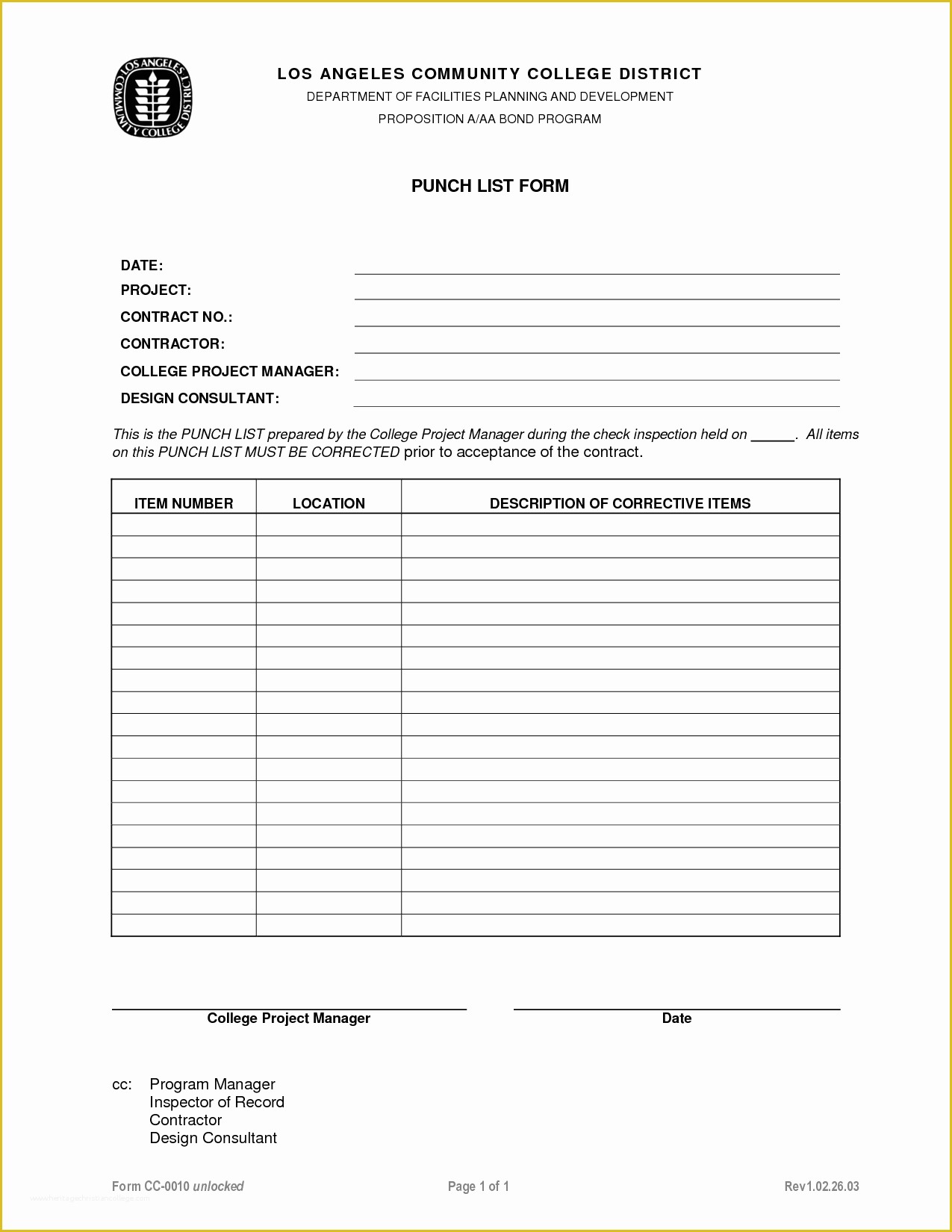 Construction Project Template Free Of Construction Project Punch List Template