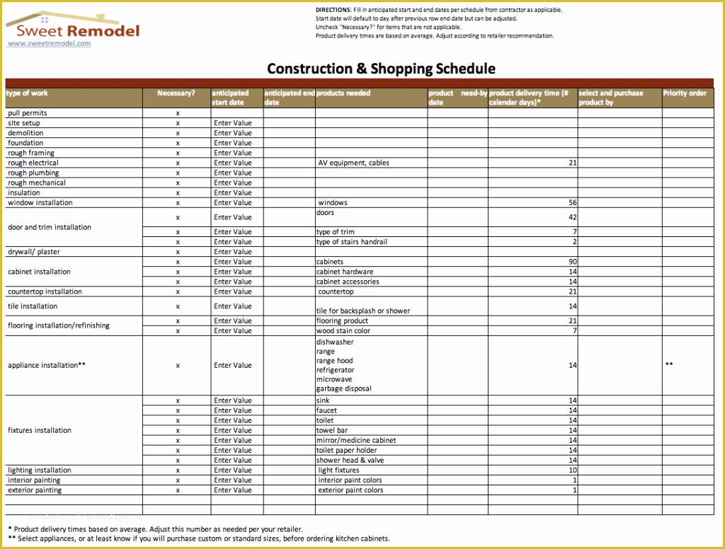 Construction Project Template Free Of Construction Schedule Template