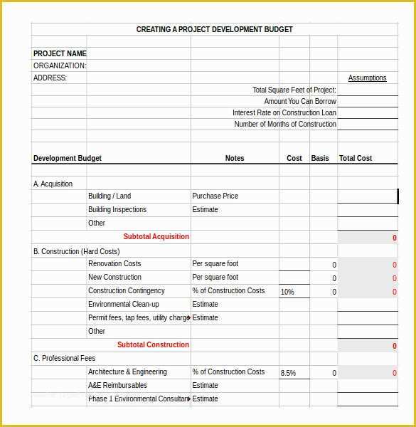 Construction Project Template Free Of Excel Construction Project Bud Template 10