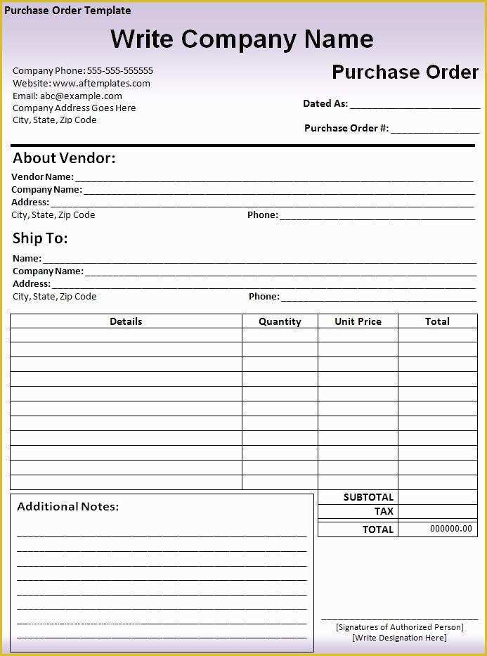 Construction Purchase order Template Free Of 10 Purchase order Templates