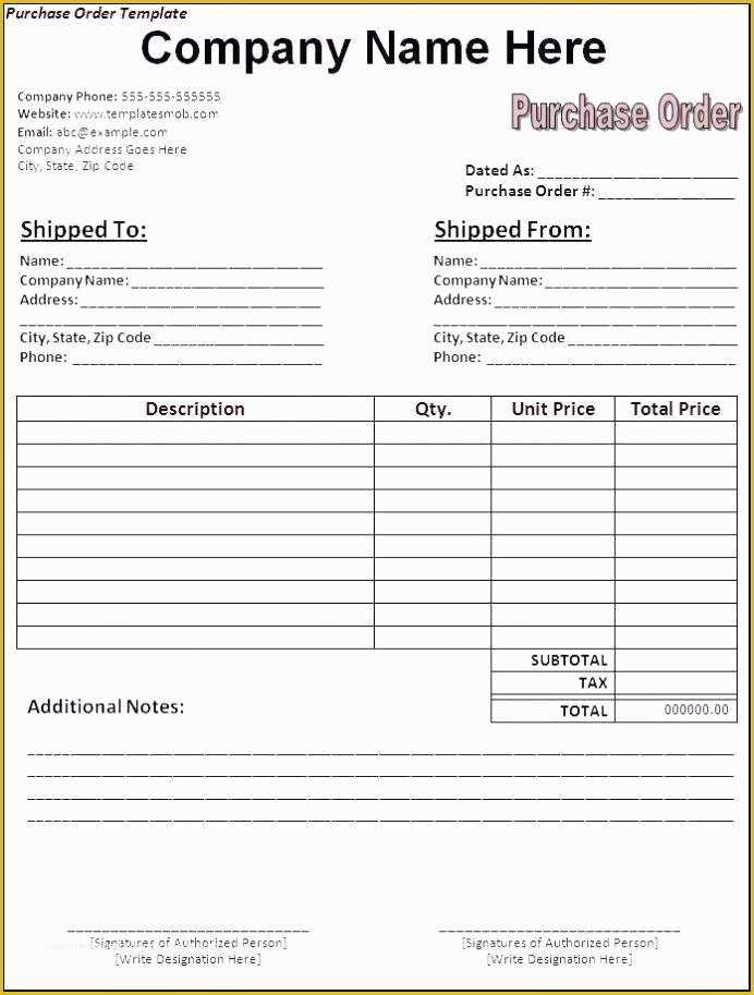 Construction Purchase Order Template