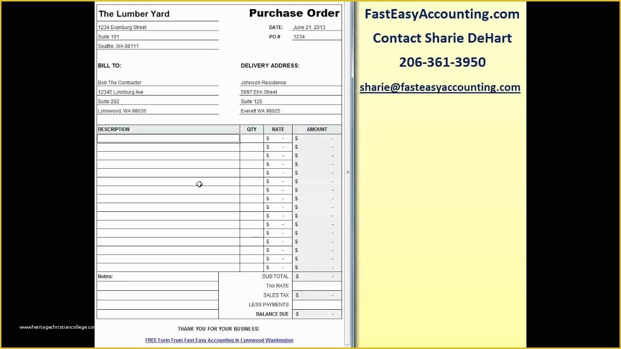 Construction Purchase order Template Free Of Free Contractor Purchase order Template Excel Download