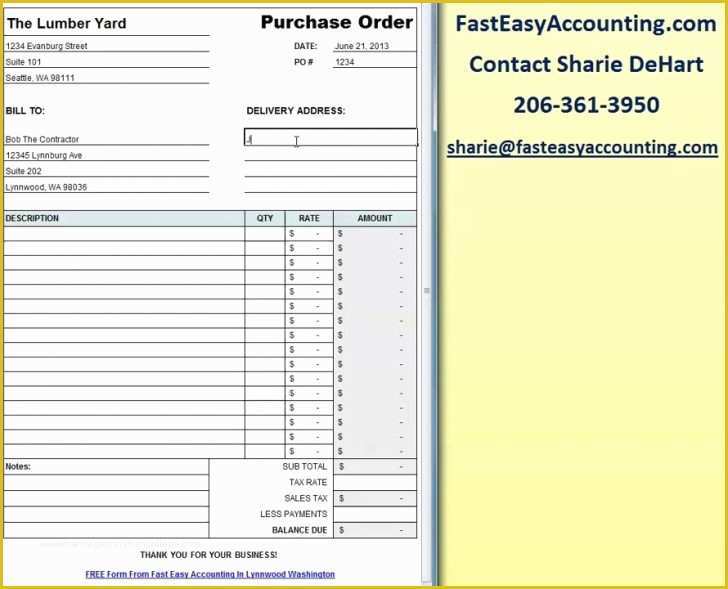 Construction Purchase order Template Free Of Free Purchase order form Template Excel Image – Product