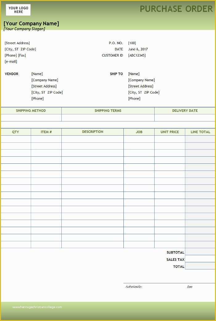 Construction Purchase order Template Free Of Free Purchase order Templates