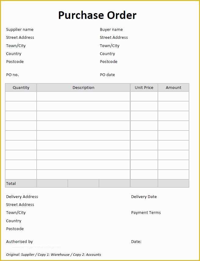 Construction Purchase order Template Free Of New Blank Purchase order