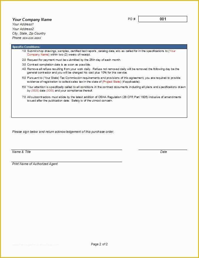 Construction Purchase order Template Free Of Purchase order Template Construction Cms