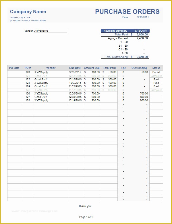Construction Purchase order Template Free Of Purchase order Tracker for Excel Construction Purchase