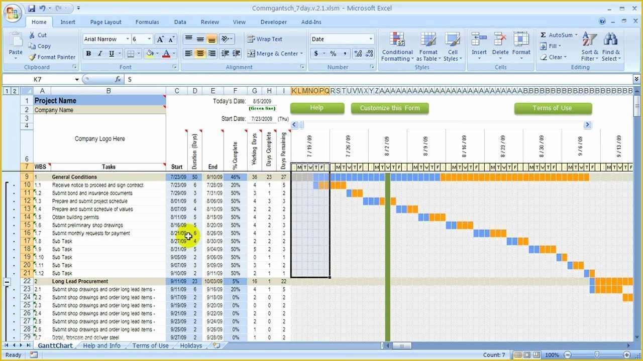 Construction Schedule Template Excel Free Download Of 7 Day 