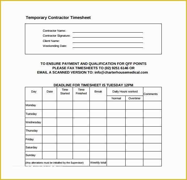 Construction Timesheet Template Free Of 17 Contractor Timesheet Templates – Docs Word Pages